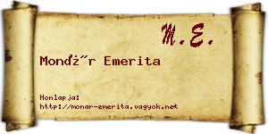 Monár Emerita névjegykártya